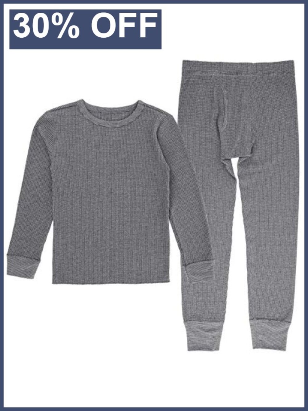 Boys Premium Thermal Waffle Underwear Set Long Sleeve Crew Neck